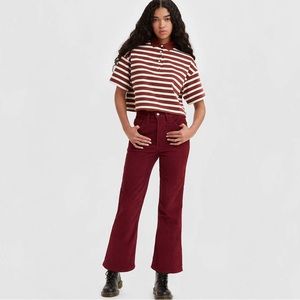 Levi’s Ribcage bootcut crop cords dark red, perfect condition- worn once